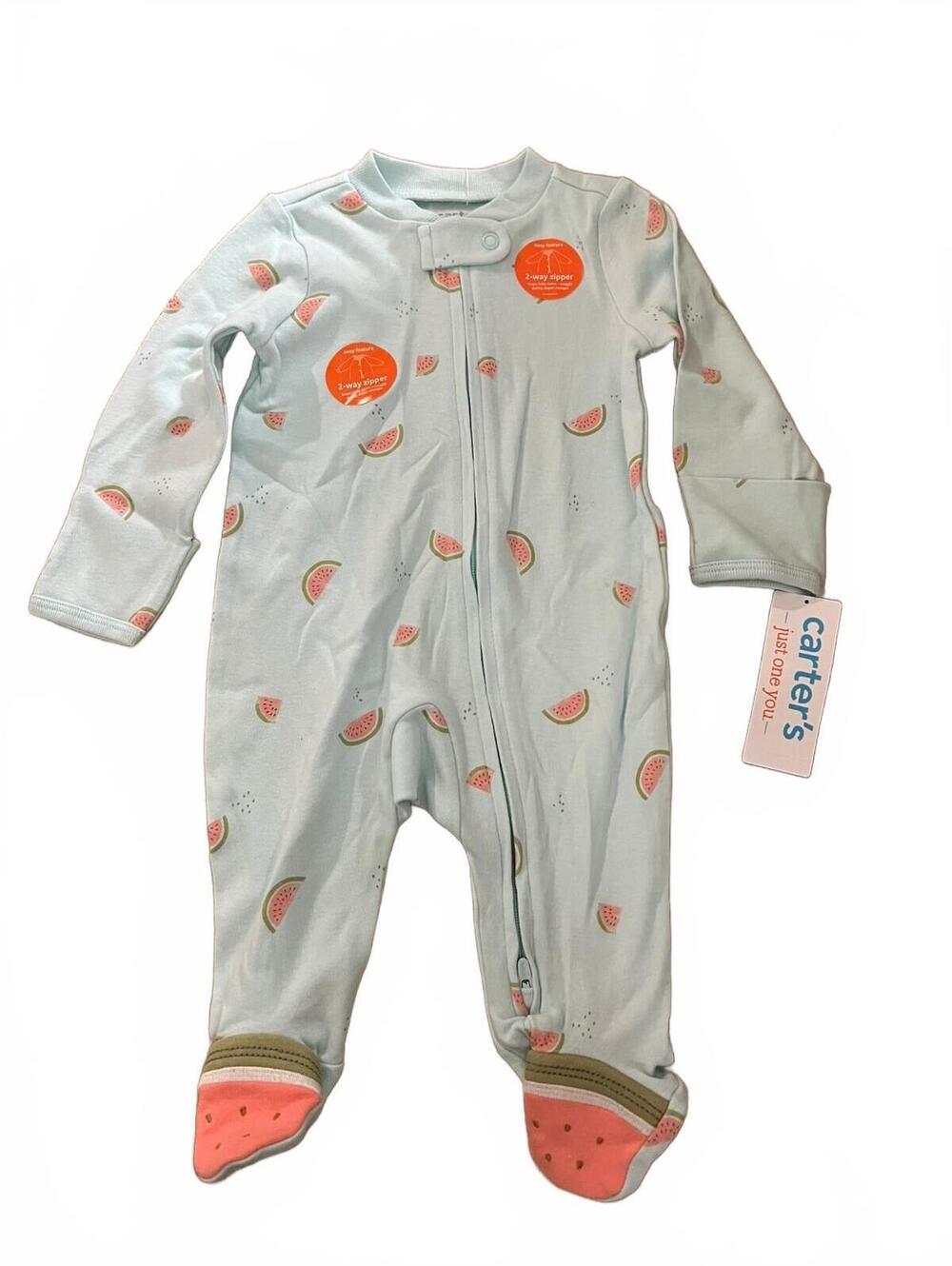 Carter's Just 1 You Light Blue Watermelon Footie, 3 Months